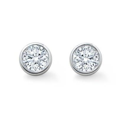 2.50 Carats Diamonds Studs Earrings White Gold 14K Round Cut Bezel Setting Stud Earrings