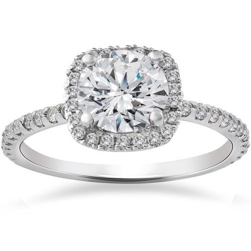 2.50 Carats Diamonds Wedding Halo Ring White Gold Halo Ring