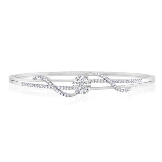 2.50 Carats Diamonds Women Bangle 14K White Gold New Bangle