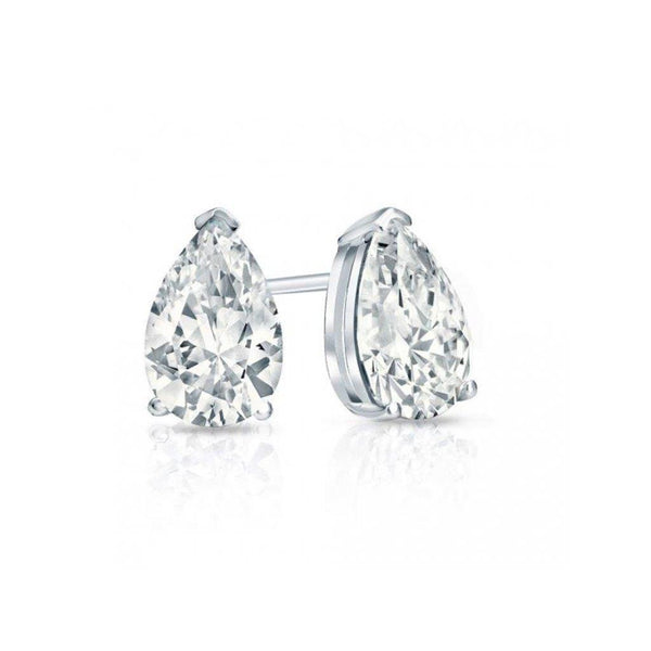 New Style Ladies  Pear Cut Sparkling Diamonds Stud Earring White Gold 