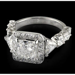 2.50 Carats Princess Natural Earth Mined Diamond Anniversary Ring White Gold 14K