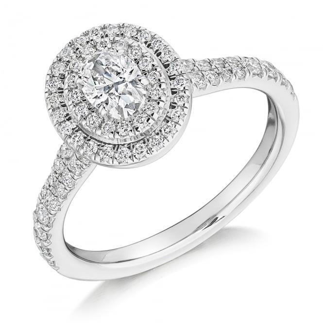 2.50 Carats Prong Set Oval And Round Cut Diamonds Halo Ring  White Gold Halo Ring
