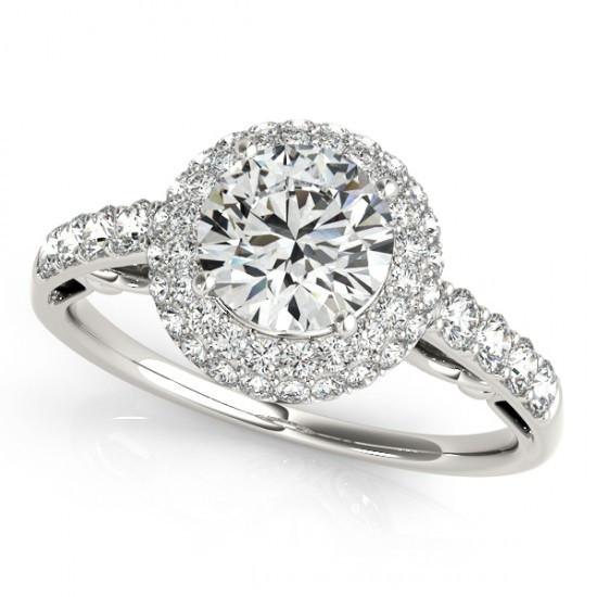 2.50 Carats Round Brilliant Diamonds Engagement Fancy Halo Ring White Gold 14K Halo Ring