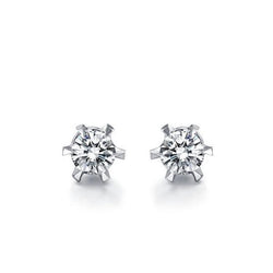 2.50 Carats Round Cut Diamonds Stud Earrings White Gold 14K