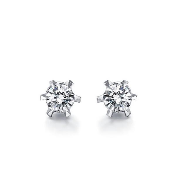  Round Cut Princess Cut High Quality Unique Stud Earrings White Gold Diamond
