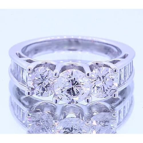 2.50 Carats Three Round Stone Diamond Engagement Ring White Gold 14K Three Stone Ring