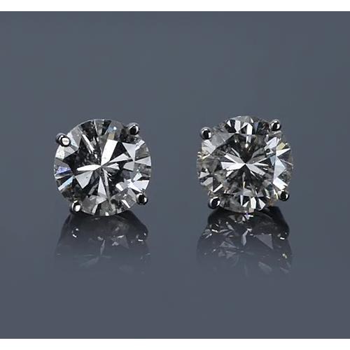 White Gold  Prong Round Diamond Stud Earring  Stud Earrings