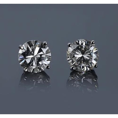 White Gold  Prong Round Diamond Stud Earring  Stud Earrings