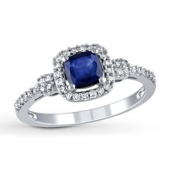 2.45 Ct Ceylon Sapphire And Diamonds Halo Fancy Ring White Gold 14K