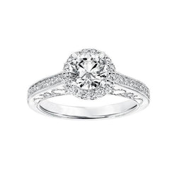 Natural  1.85 Ct Diamond Antique Style Wedding Halo Ring White Gold