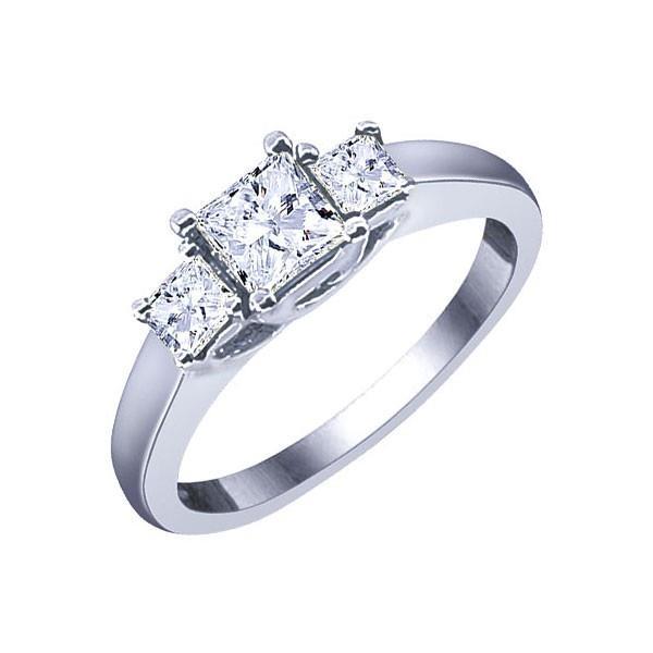 2.50 Ct Princess Cut Three Stone Diamond Engagement Ring White Gold Three Stone Ring