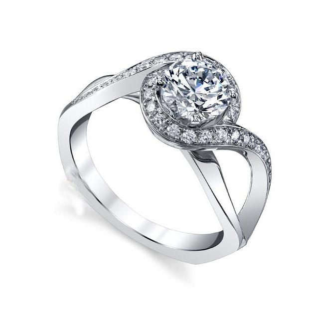 Round Antique Jewelry Sparkling Unique Solitaire Ring with Accents White Gold Diamond 