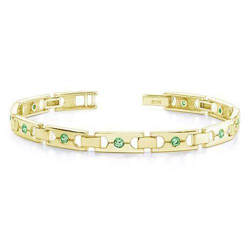 2.50 Ct Round Cut Green Emeralds Single Buckle Link Bracelet Yg 14K Tennis Bracelet