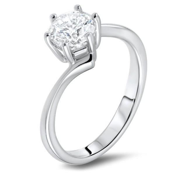  Six Prong Set Gorgeous Sparkling Unique Solitaire White Gold Diamond Anniversary Ring 