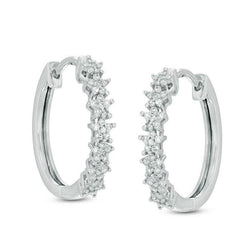 2.50 Ct Small Round Cut Diamonds Ladies Hoop Earrings White Gold 14K
