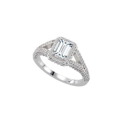 Natural  Emerald & Round Diamond Fancy Halo Ring 2.51 Carat White Gold 14K