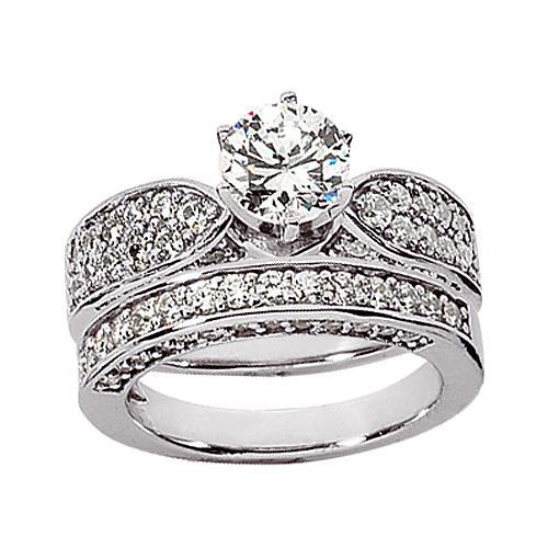 3.15 Carat F Vs1 Round Diamond Ring Engagement Band Set Engagement Ring Set