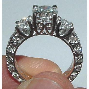 2.51 Carat Filigree Antique Three Stone Diamond Engagement Ring Three Stone Ring
