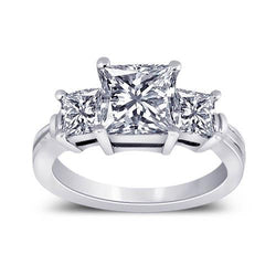 2.51 Carat Princess Diamonds Engagement Ring 3 Stone Gold Jewelry