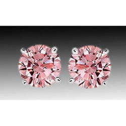 2.51 Carats Pink Sapphire Stud Earrings Round