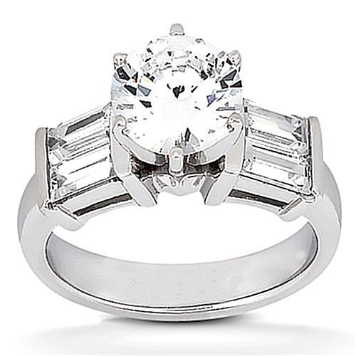  Diamond Engagement  White Gold Jewelry Solitaire Ring with Accents