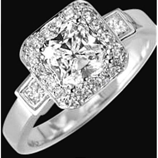 2.51 Ct. Diamond Ring Three Stone Solitaire With Accents White Gold Three Stone Ring