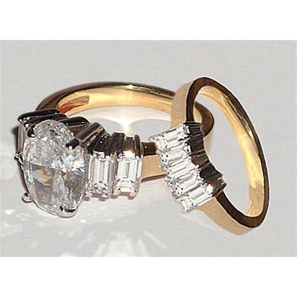 2.51 Ct. Diamonds Engagement Ring Band Set Gold Yellow Engagement Ring Set