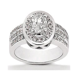 Natural  Oval Diamond Halo Engagement Ring 2.51 Carats White Gold 14K Jewelry
