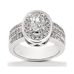 Oval Natural Earth Mined Diamond Halo Engagement Ring 2.51 Carats White Gold 14K Jewelry