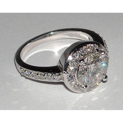 Real  2.51 Ct Round Diamond Engagement Ring Pave Setting White Gold 14K