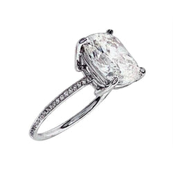 2.51 Ct. Sparkling Cushion Natural Earth Mined Diamond Ring Solitaire With Accents