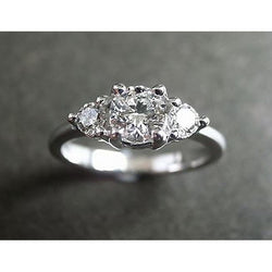 2.51 Ct Diamond Three Stone Ring Engagement White Gold 14K