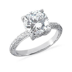 2.50 Ct Round Diamonds Engagement Ring With Accents White Gold