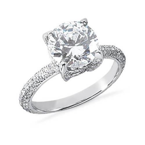  Lady’s Fancy Engagement White Gold Diamond Solitaire Ring with Accents