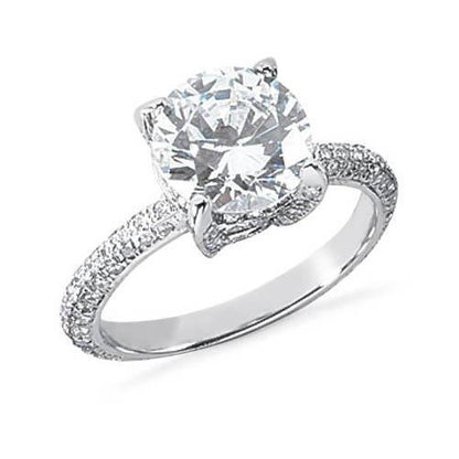  Lady’s Fancy Engagement White Gold Diamond Solitaire Ring with Accents