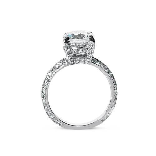  Lady’s Fancy Engagement White Gold Diamond Solitaire Ring with Accents