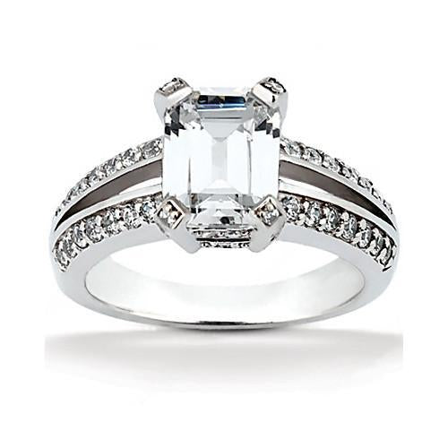 Antique  Fancy Engagement White Gold Diamond Solitaire Ring with Accents