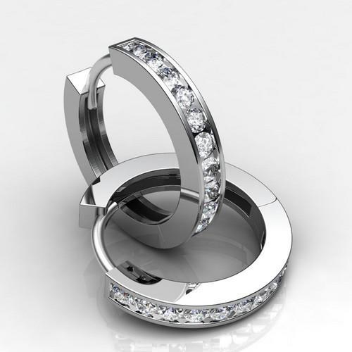 2.6 Ct Bezel Set Round Cut Diamond Hoop Earring 14K White Gold Hoop Earrings