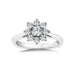 Natural  2.60 Carats Flower Style Diamond Anniversary Halo Ring 14K White Gold