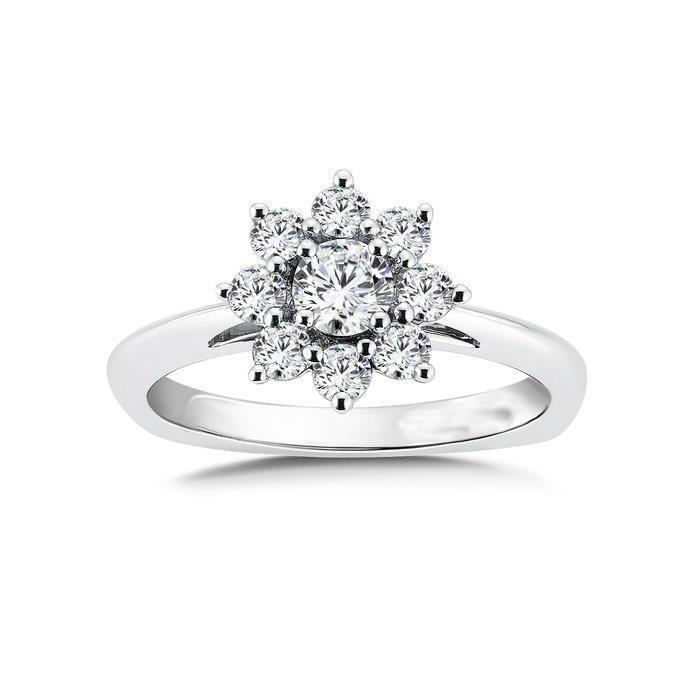 2.6 Ct Brilliant Cut Diamond Anniversaryhalo Ring 14K White Gold Halo Ring