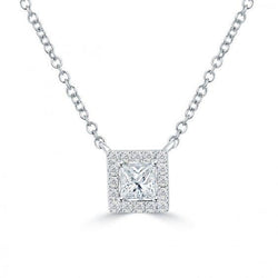2.6 Ct Princess And Round Diamond Necklace Pendant