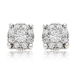 2.6 Ct Round Cut Natural Earth Mined Diamond Halo Women Studs Earring 14K White Gold