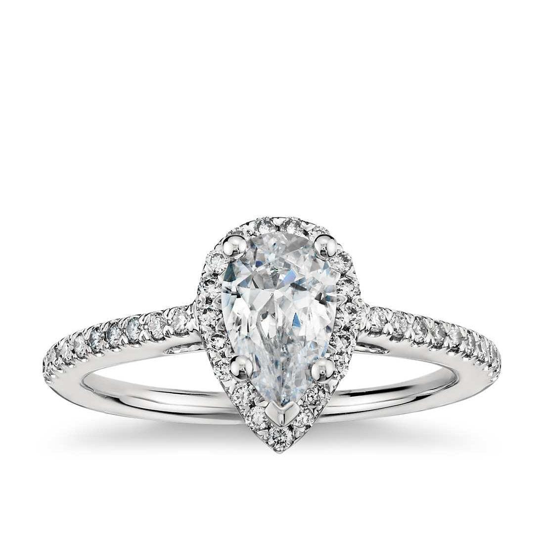 2.60 Carats Pear And Round Halo Diamond Engagement Ring White Gold 14K Anniversary Halo Ring