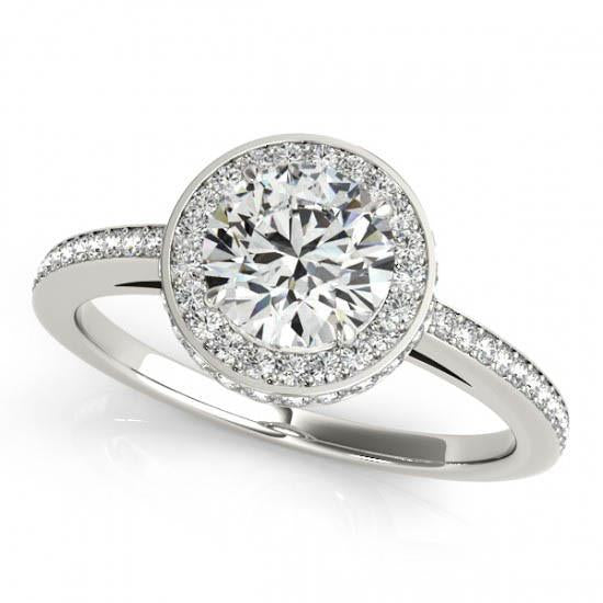 2.60 Carats Round Brilliant Diamonds Halo Engagement Ring Solid White Gold 14K Halo Ring
