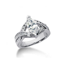 2.61 Carat Diamonds Marquise Cut Engagement Ring White Gold