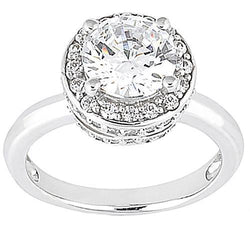 Natural  Halo Diamond Engagement Ring White Gold 2.61 Ct.