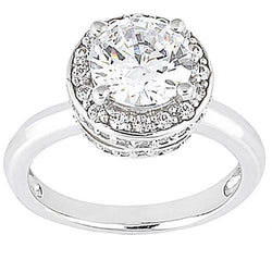 Halo Natural Earth Mined Diamond Engagement Ring White Gold 2.61 Ct.