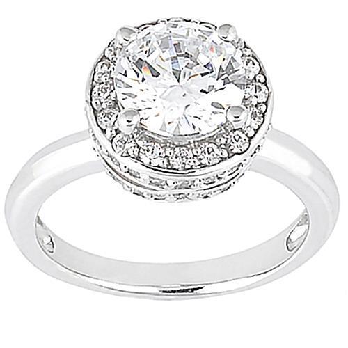 2.61 Ct. F Vvs1 Diamond Engagement Ring White Gold Halo Ring