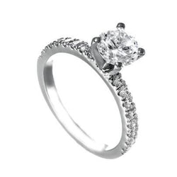 2.65 Carats Round Cut Genuine Natural Earth Mined Diamond Engagement Ring Solitaire With Accents