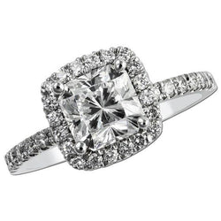 Natural  2.65 Carats Sparkling Diamonds Halo Anniversary Ring White Gold 14K